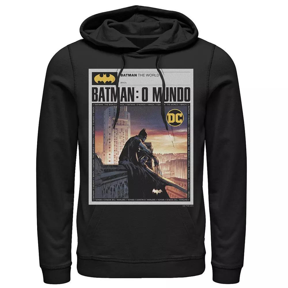 Men's Batman: The World Mexico News Poster Hoodie, Boy's, Size: XL, Black Product Image