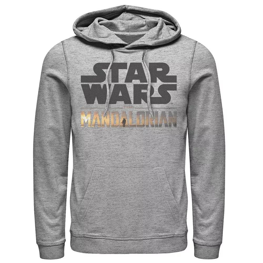 Men's Star Wars The Mandalorian Show Logo Stack Graphic Hoodie, Size: Large, Athletic Grey Product Image