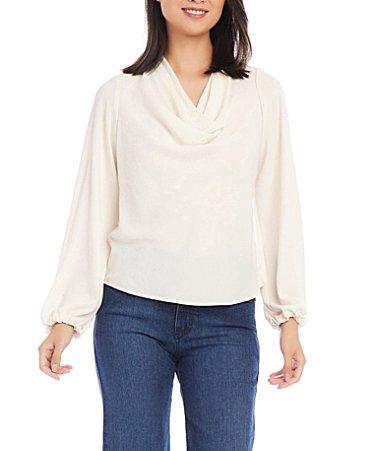 Karen Kane Cowl Neck Top Women's Long Sleeve Button Up Product Image