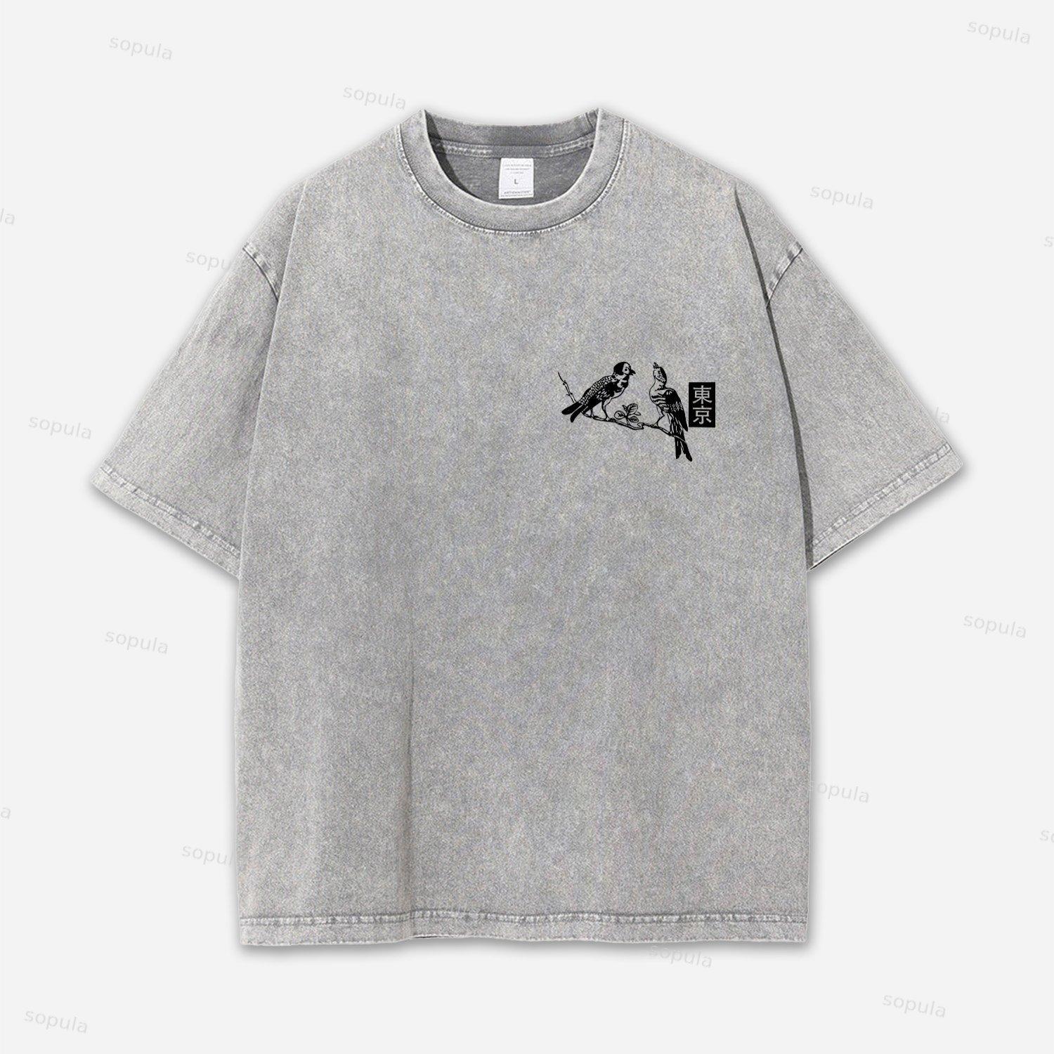 Vintage Tokyo Art Graphic Acid Washed T-shirt Product Image