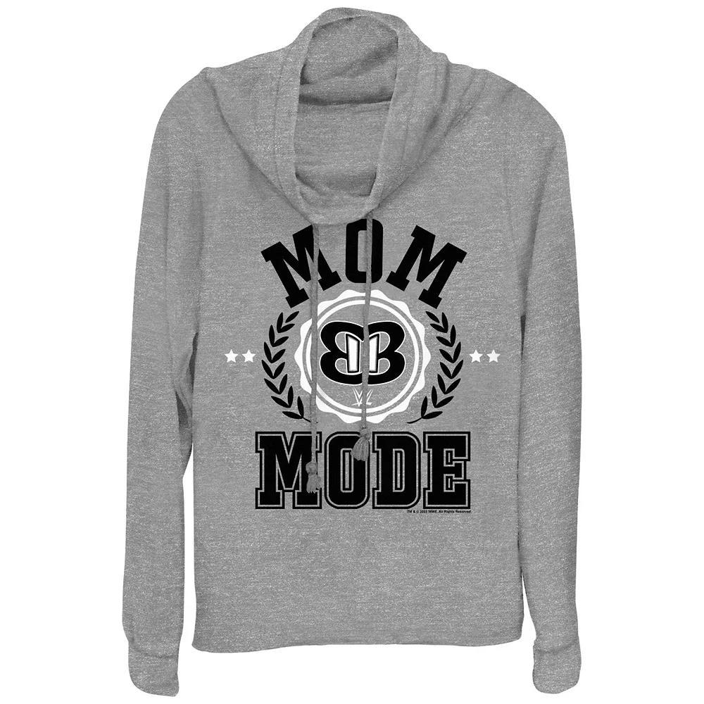 Women's WWE Mom Mode Cowlneck Graphic Lightweight Long Sleeve, Size: XL, Gray Grey Product Image