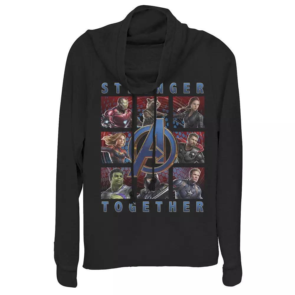 Juniors' Marvel Avengers: Endgame Stronger Together Panel Cowlneck Graphic Lightweight Long Sleeve, Girl's, Size: XS, Black Product Image
