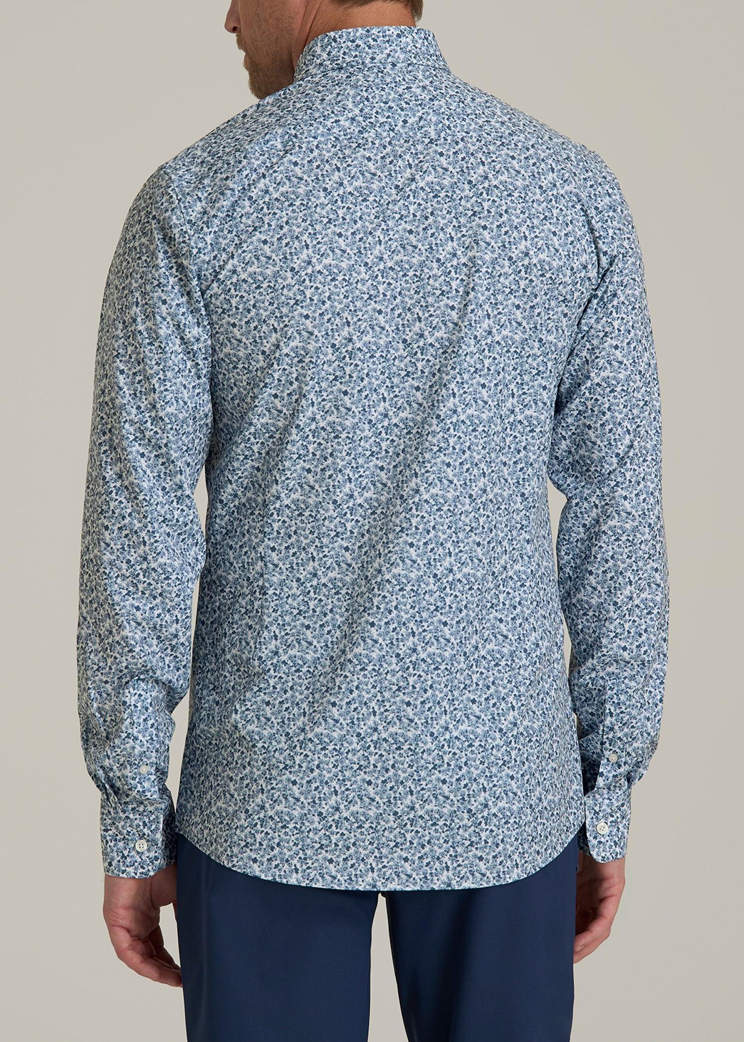 Traveler Stretch Dress Shirt for Tall Men in Blue Scattered Floral Product Image