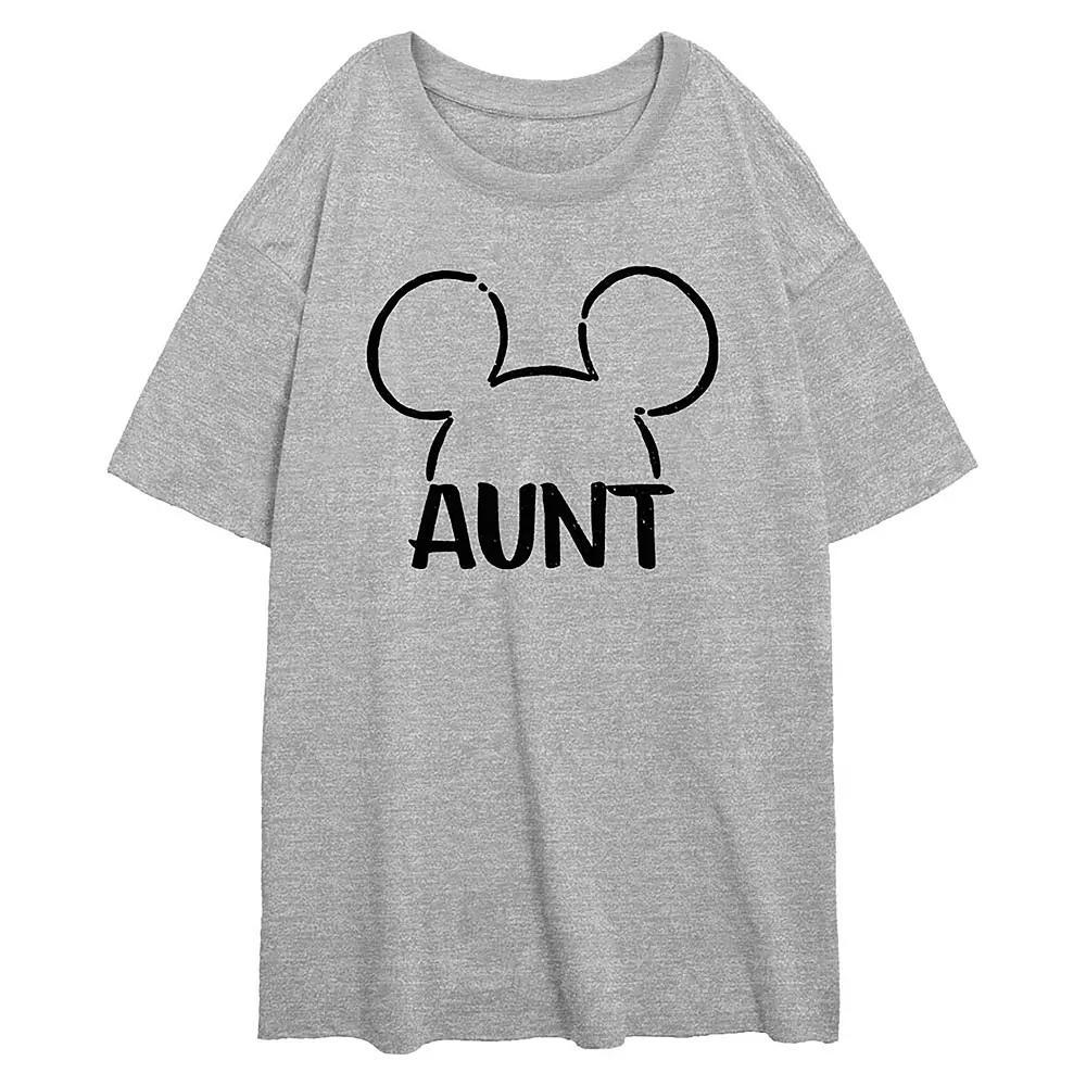 Disney's Mickey Mouse Aunt Ears Women's Oversized Graphic Tee, Size: XS, Athletic Grey Product Image