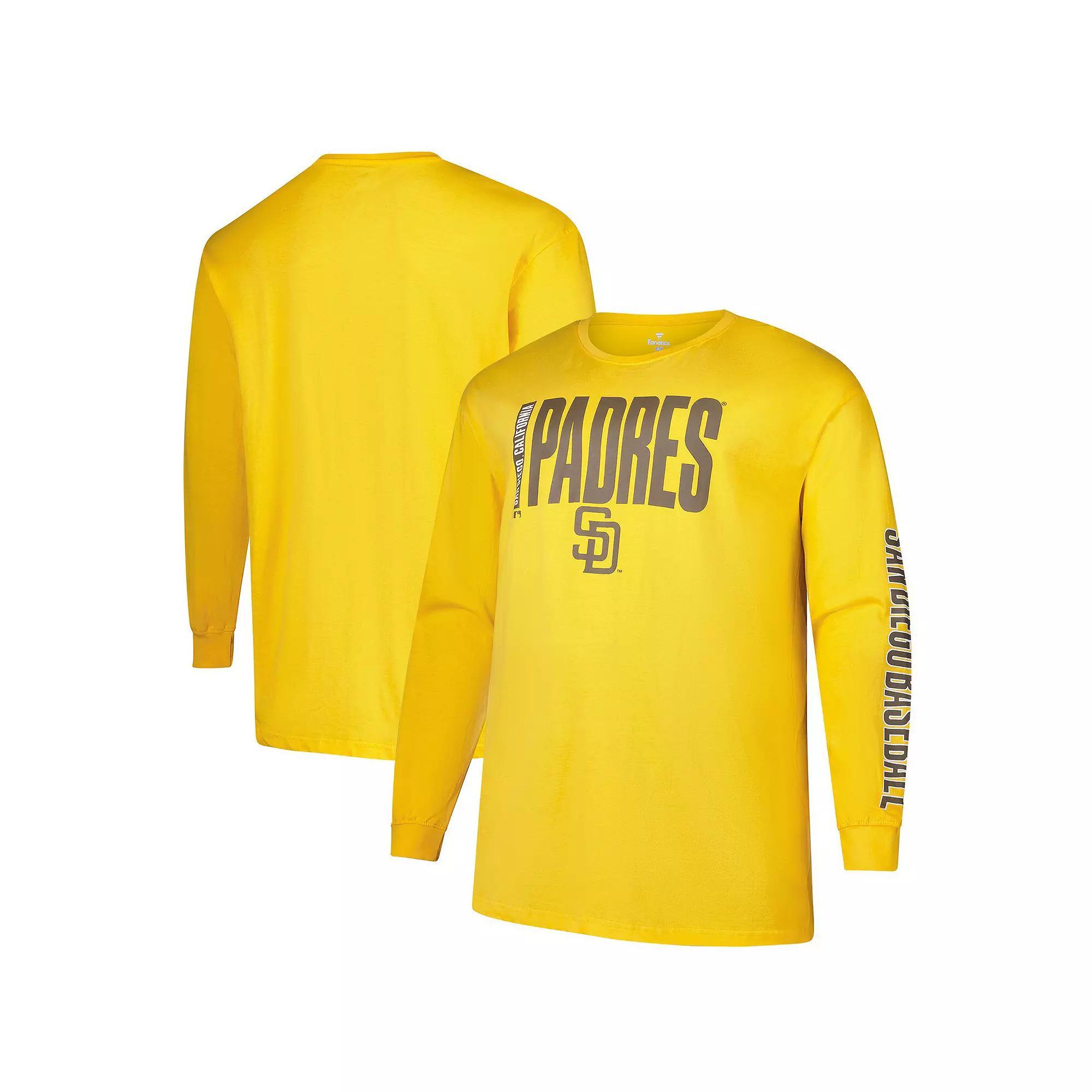 Men's Profile Gold San Diego Padres Big & Tall Two-Hit Graphic Long Sleeve T-Shirt, Size: XLT Product Image