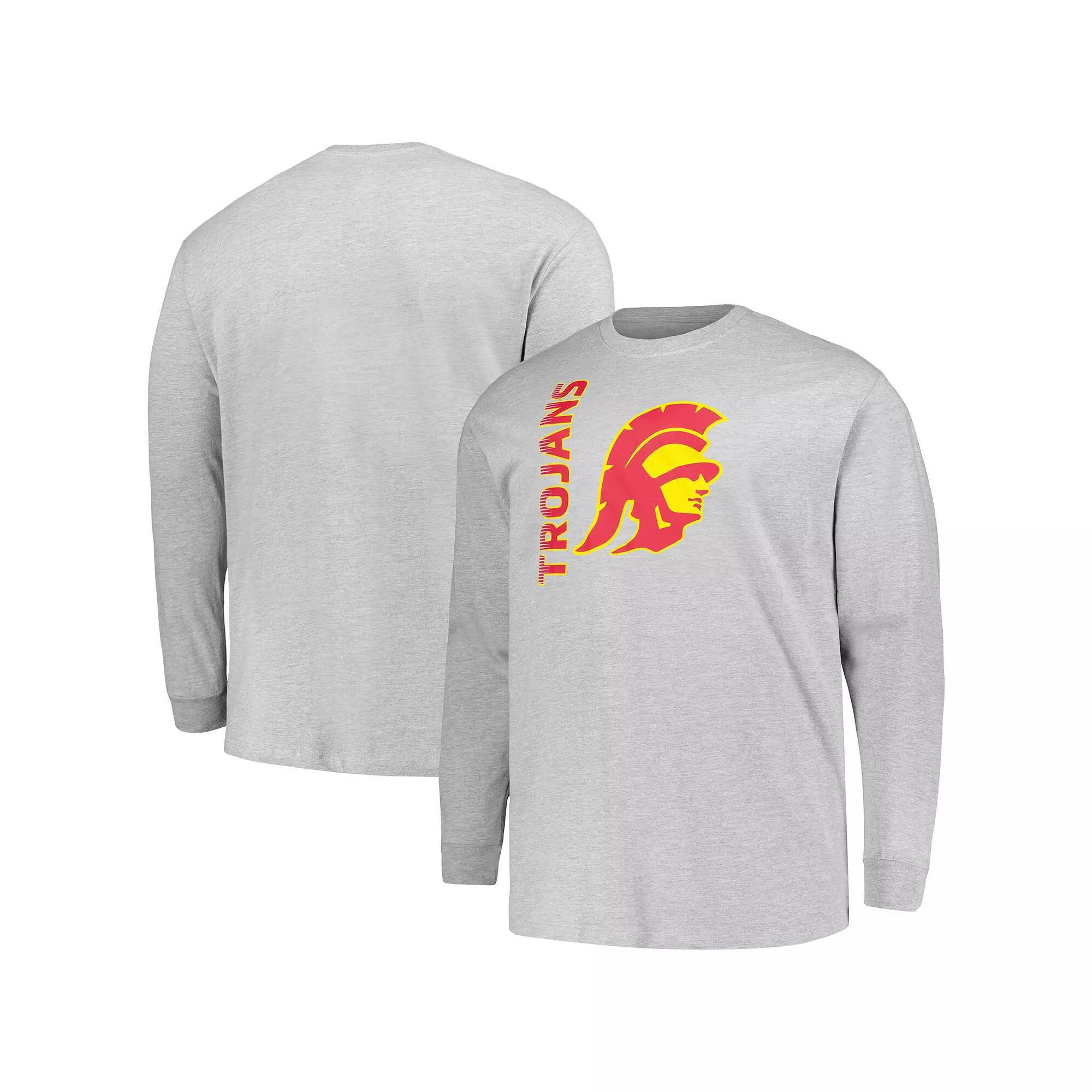 Men's Champion Heather Gray USC Trojans Big & Tall Mascot Long Sleeve T-Shirt, Size: 3XLT, Grey Product Image