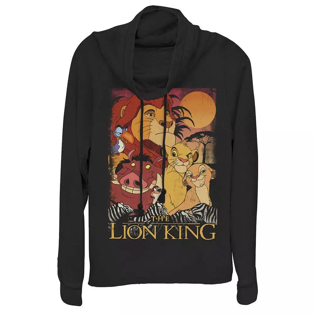 Disney's Lion King Juniors' Happy Group Sunset Cowlneck Graphic Lightweight Long Sleeve, Girl's, Size: XS, Blue Product Image