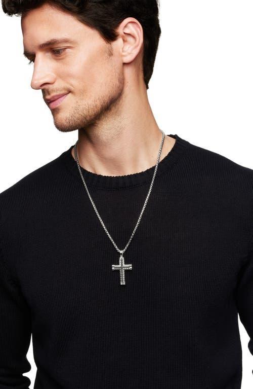 David Yurman Mens Chevron Cross Pendant in Sterling Silver with Black Diamonds, 33.5mm Product Image