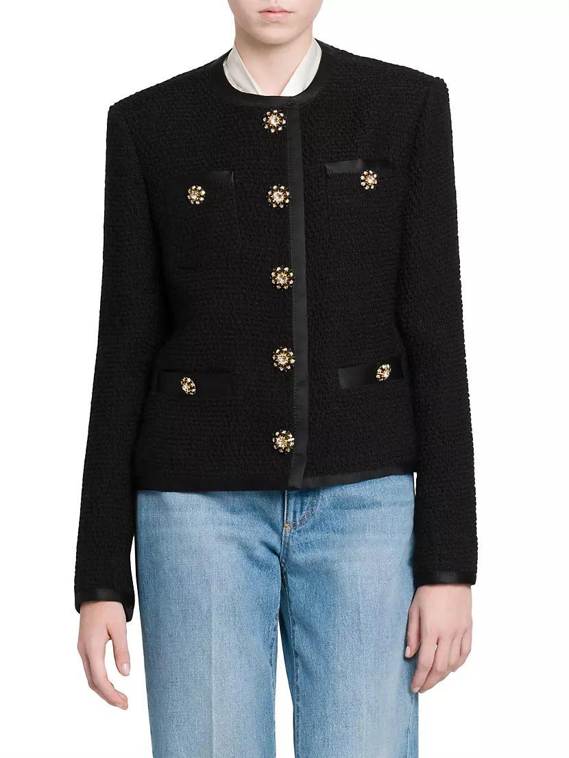 Womens Silk & Wool Boucl Tweed Jacket Product Image