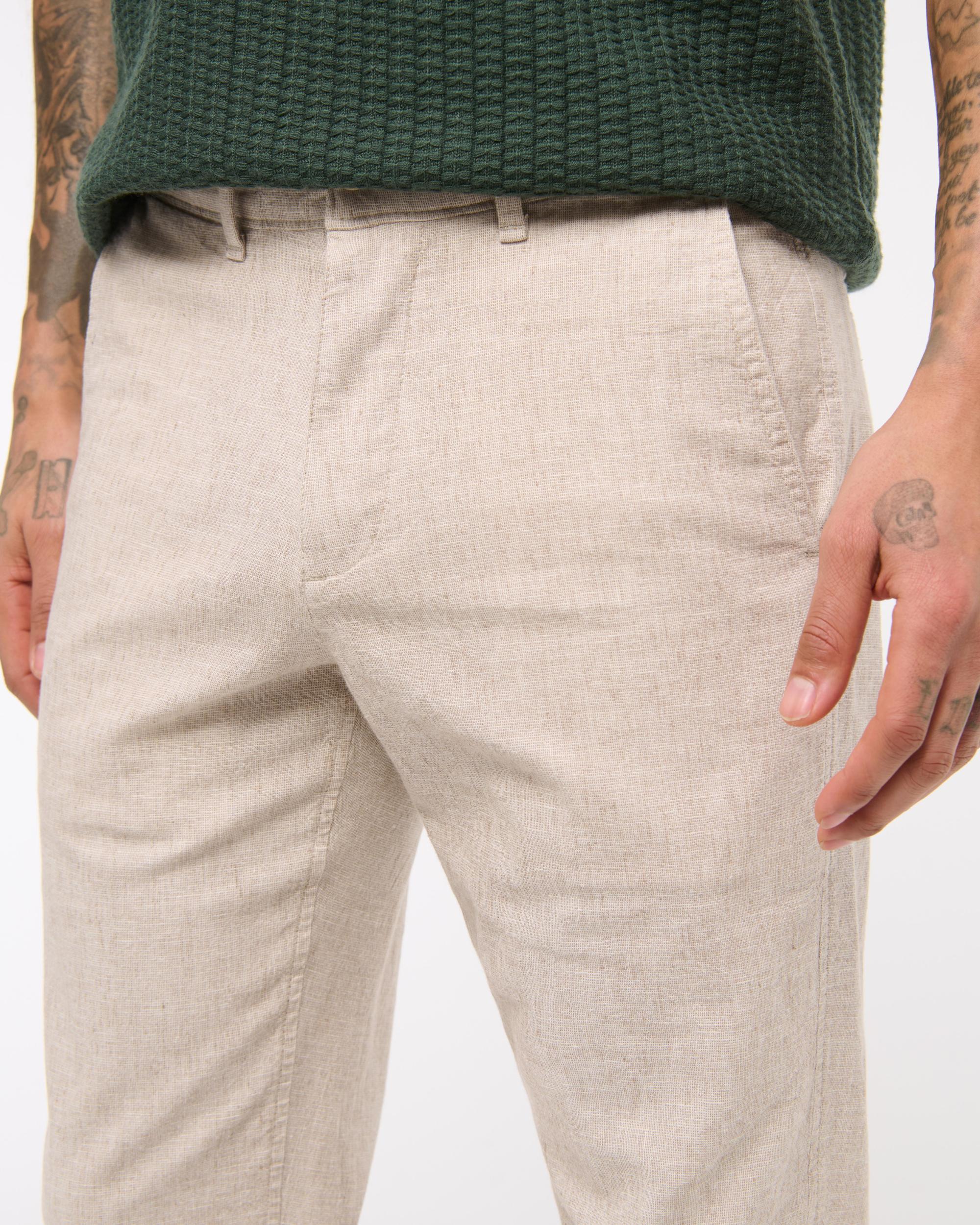 Straight Linen-Blend Fixed Waist Pant Product Image