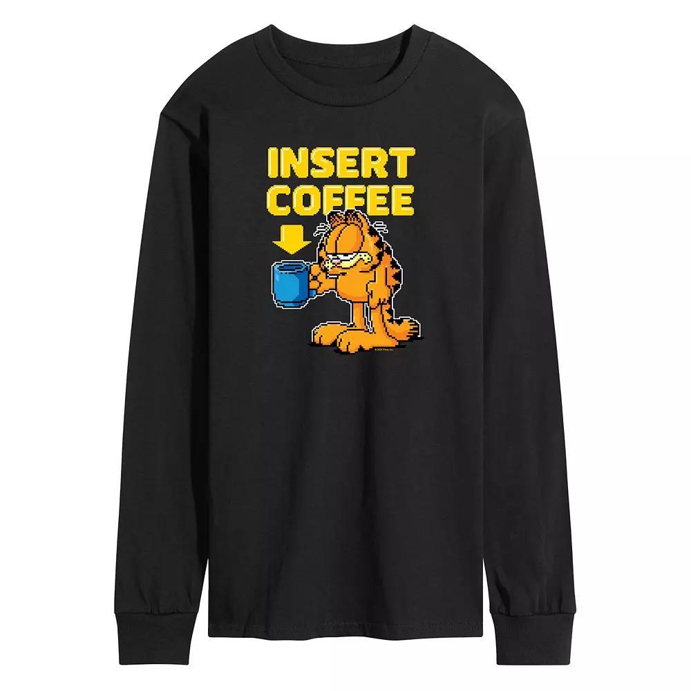 Mens Garfield Coffee Long Sleeve Graphic Tee Blue Product Image