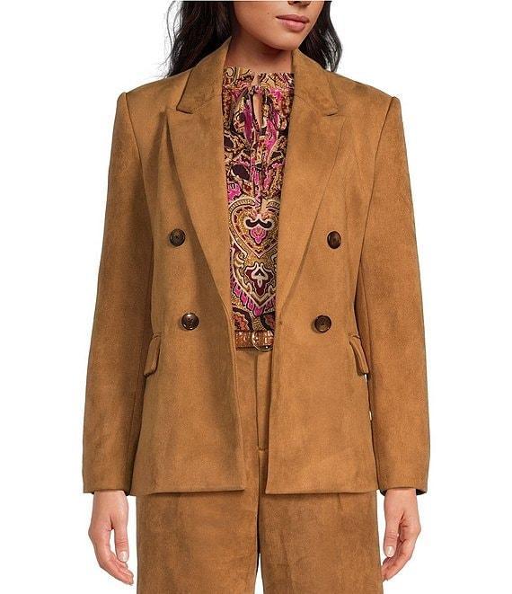 A Loves A Faux Suede Double Breasted Coordinating Blazer Product Image