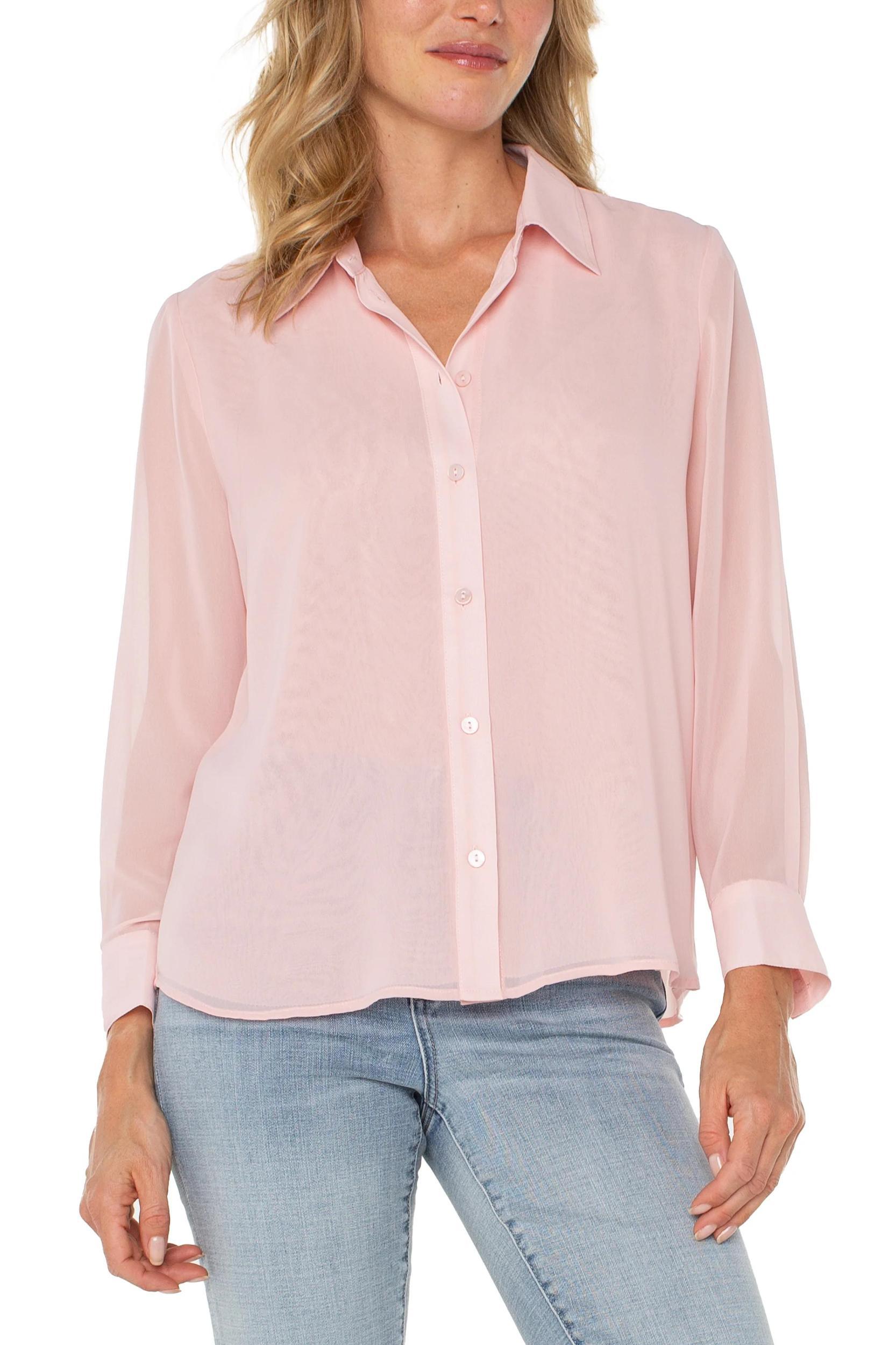 Long Sleeve Woven shirt with pleat back detail Product Image