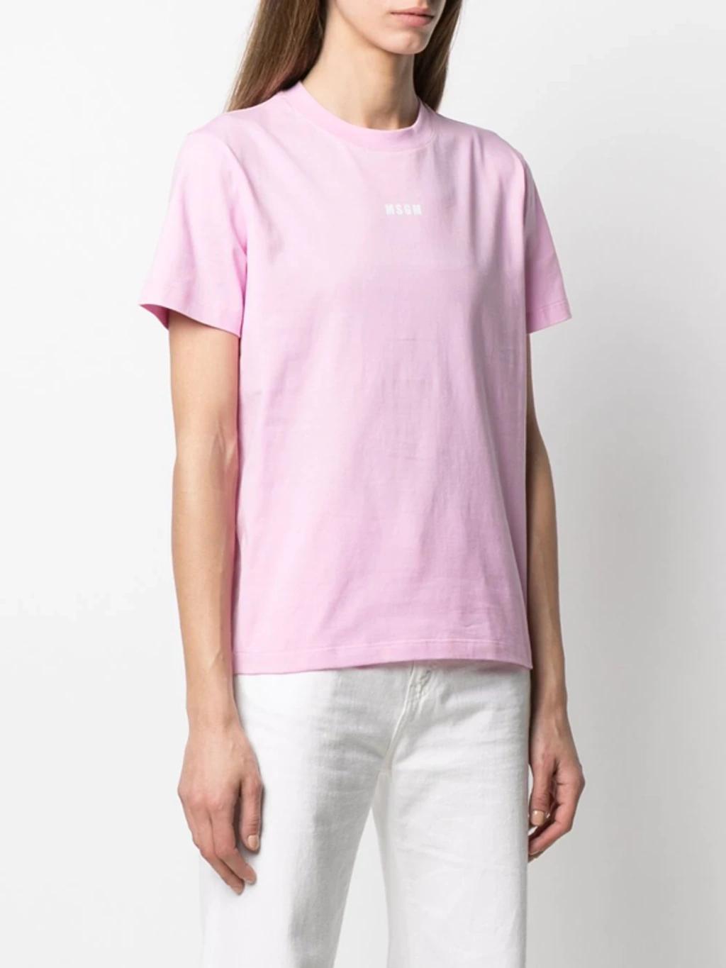 MSGM Micro-logo Crew Neck T-shirt In Pink Product Image