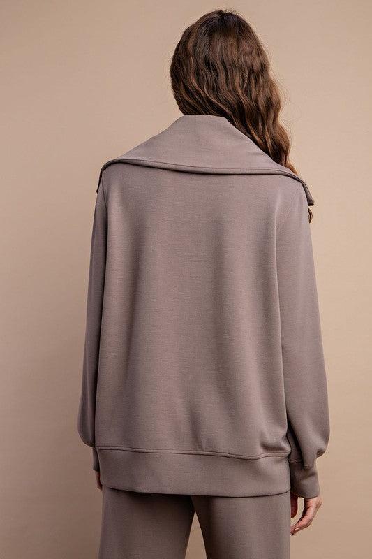 Modal Poly Full Zip Jacket in Mocha (Online Exclusive) Product Image