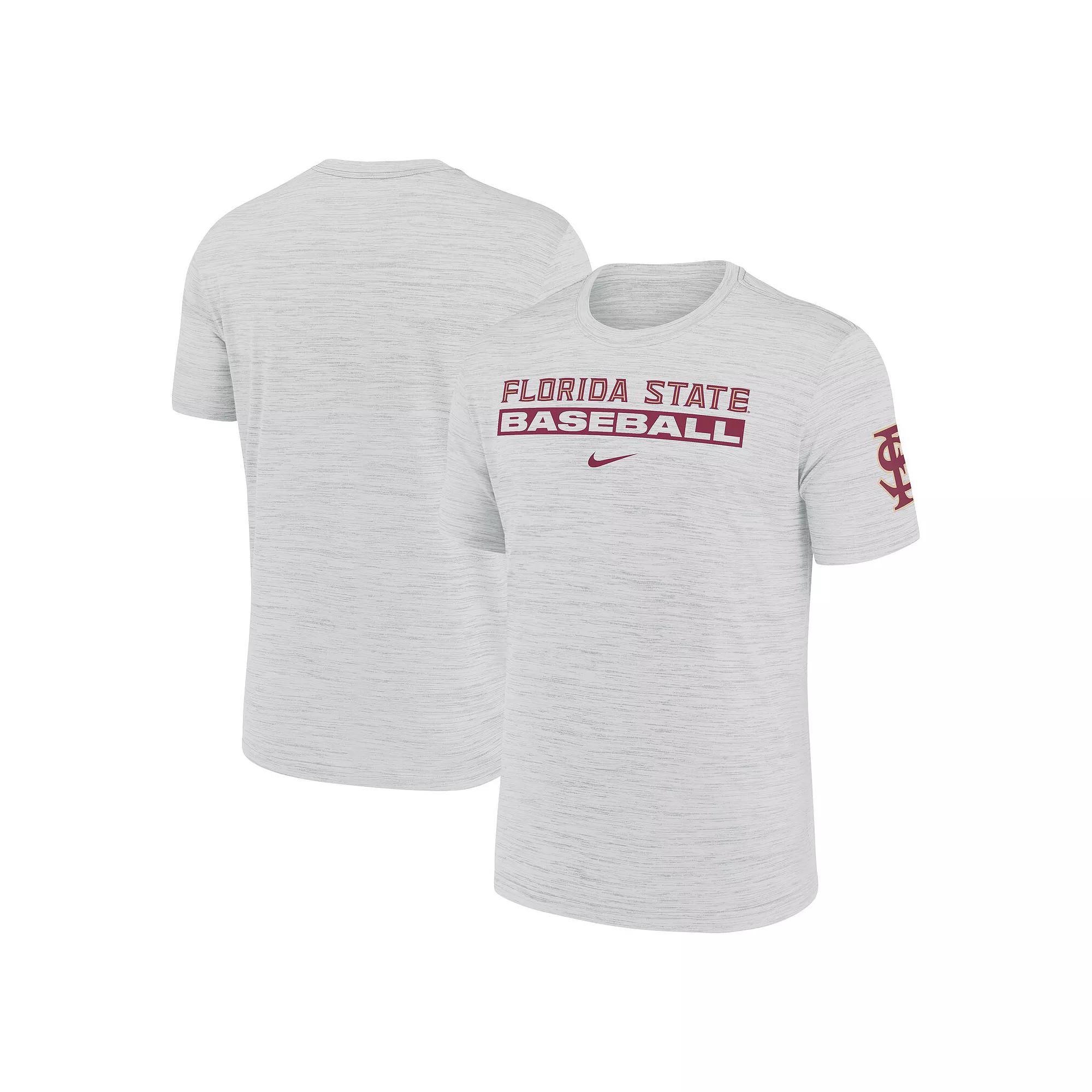 Men's Nike Ash Florida State Seminoles Velocity Baseball Wordmark Stack Performance T-Shirt, Size: 2XL, Black Product Image