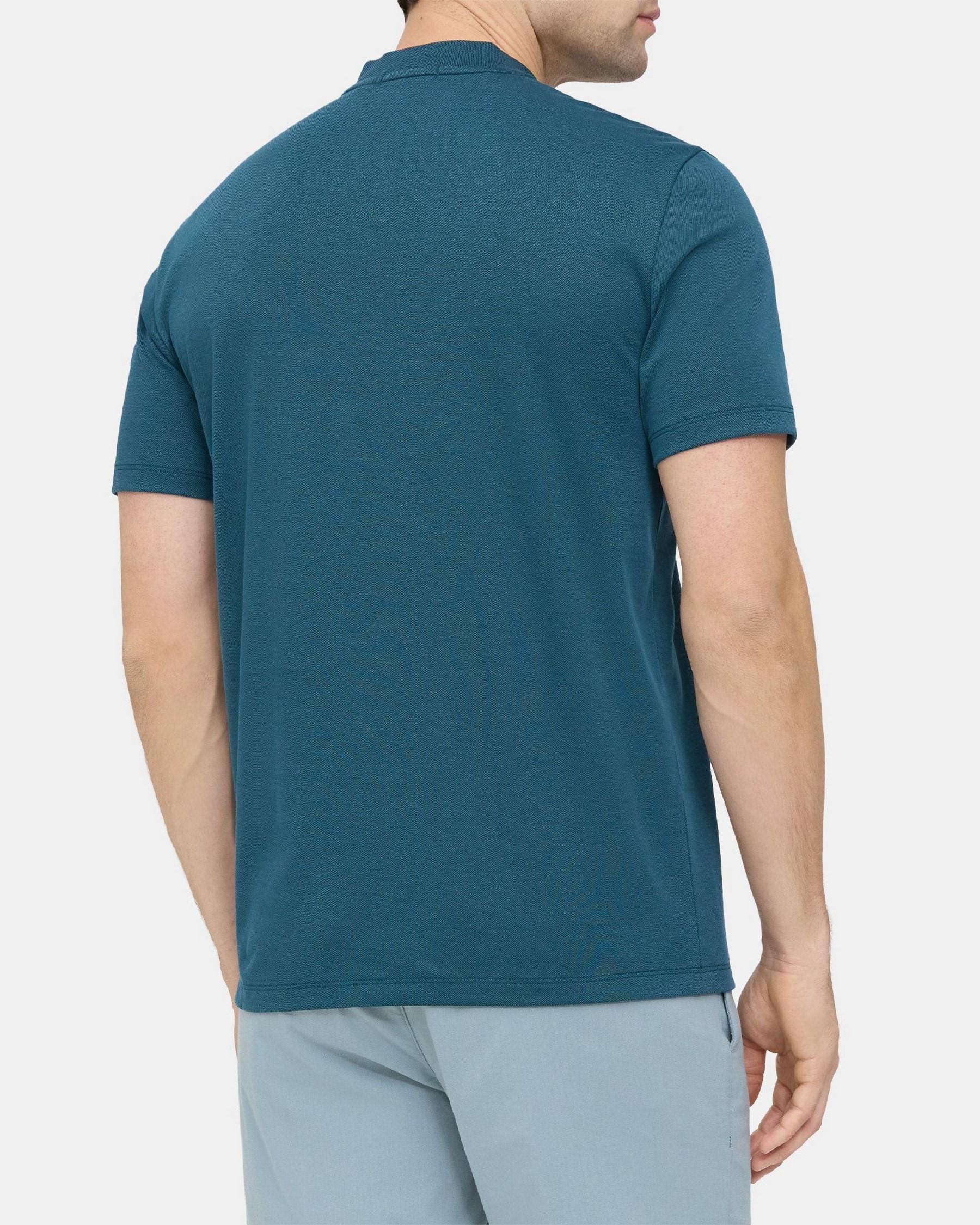 Short-Sleeve Henley Tee in Piqué Cotton Product Image