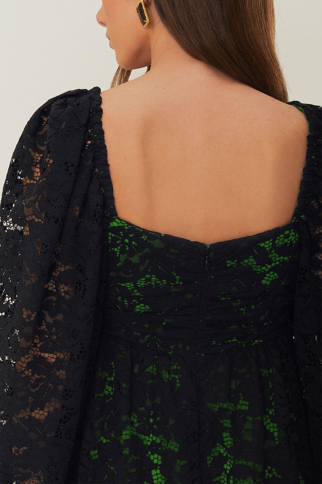 Black Lace Long Sleeve Midi Dress, BLACK / S Product Image