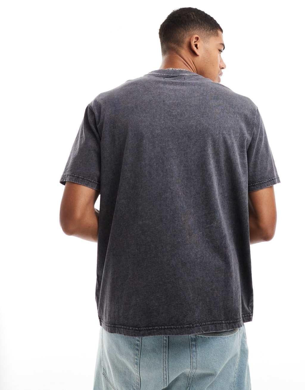 Another Influence seam detail acid wash oversized t-shirt in black Product Image