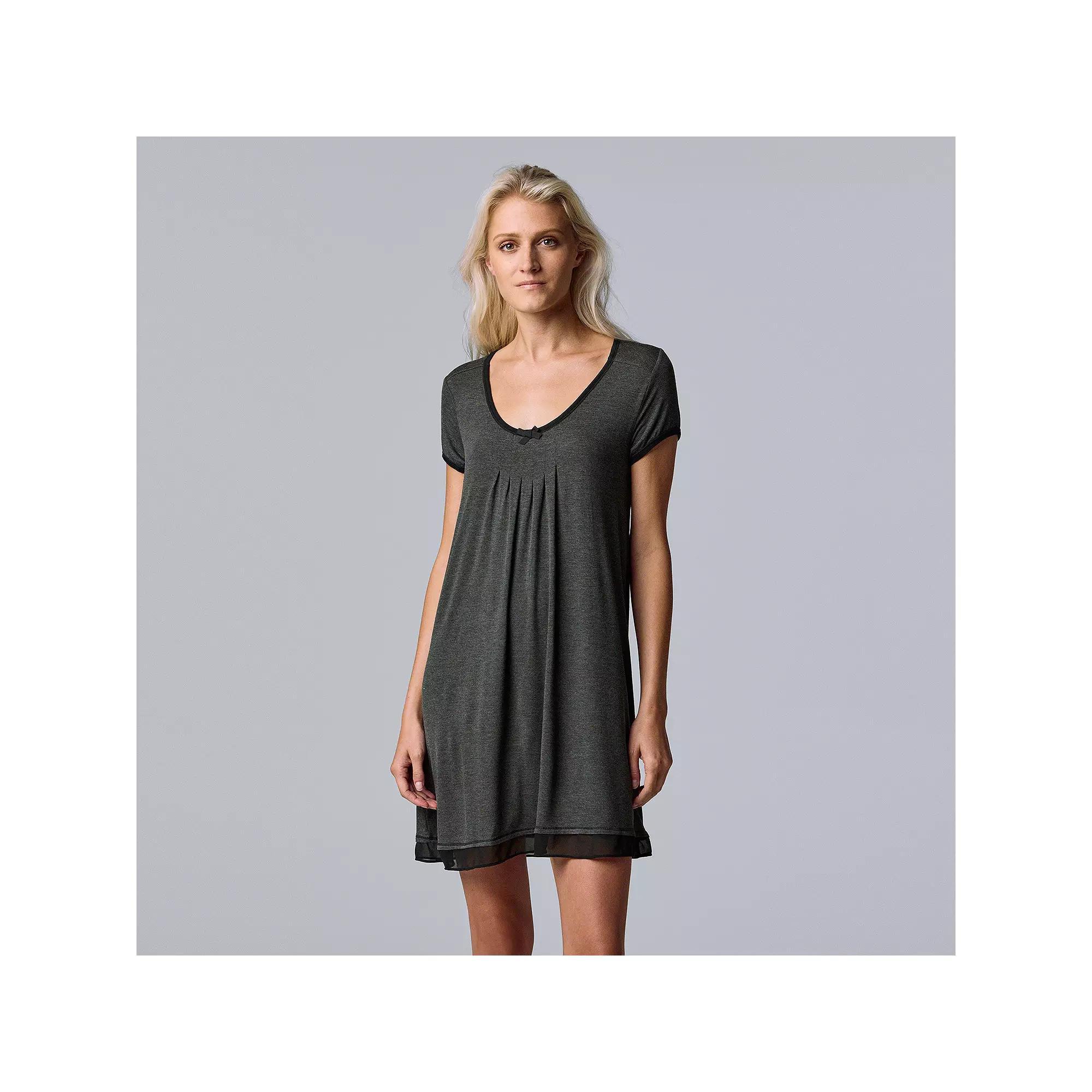 Women's Simply Vera Vera Wang Basic Luxury Sleepshirt, Size: XXL, Heather Grey Product Image