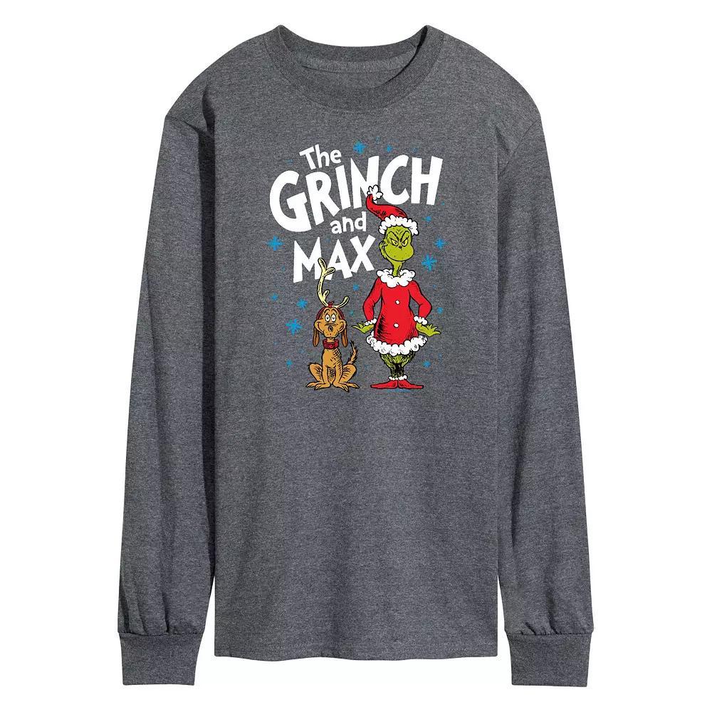 Men's Dr. Seuss The Grinch and Max Long Sleeve Tee, Size: Large, Black Product Image