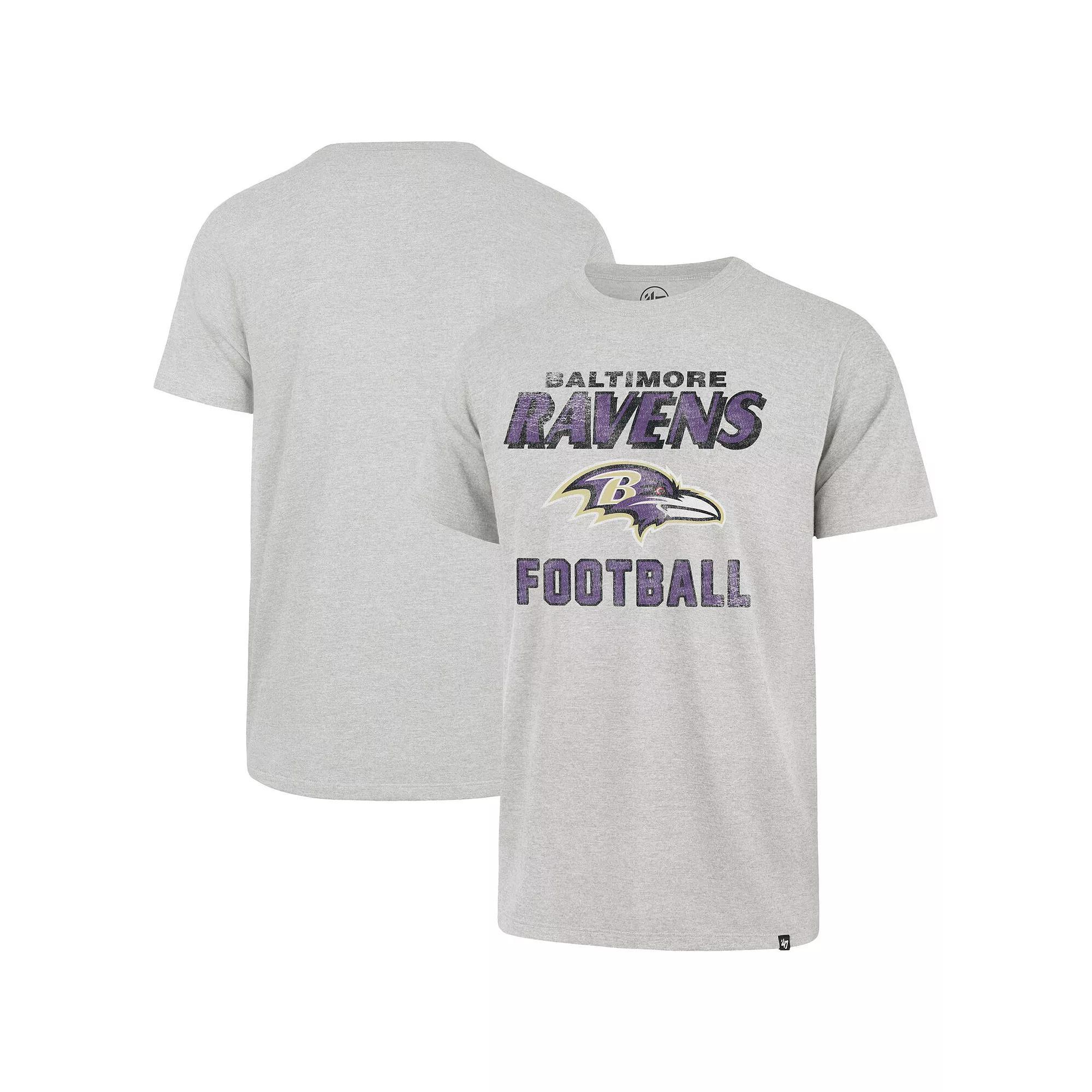 Men's '47 Heathered Gray Baltimore Ravens Dozer Franklin Lightweight T-Shirt, Size: Large, Grey Product Image