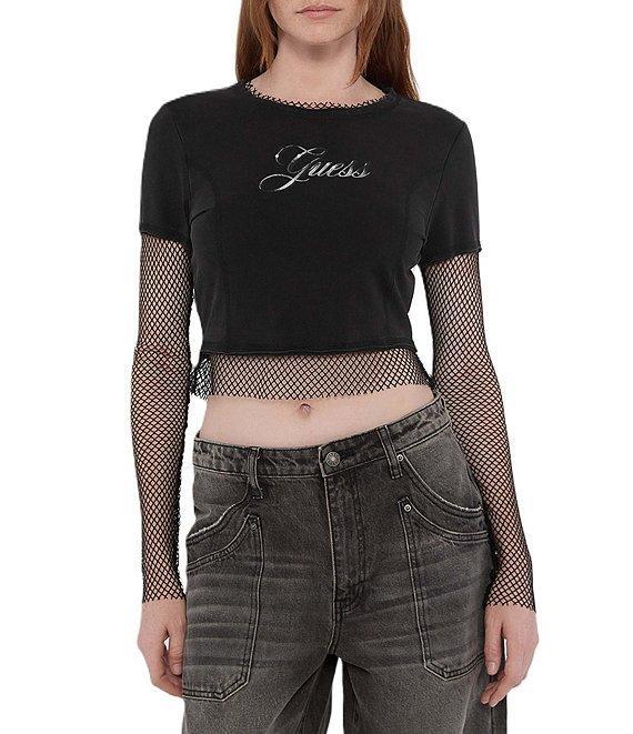 Guess Originals Layered Fishnet Graphic T-Shirt Product Image