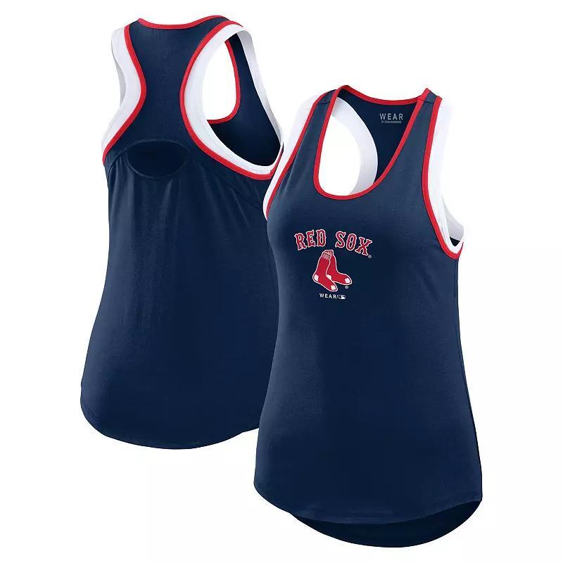 Women's WEAR by Erin Andrews Navy New York Yankees Colorblock Racerback Tank Top, Size: Small, Blue Product Image