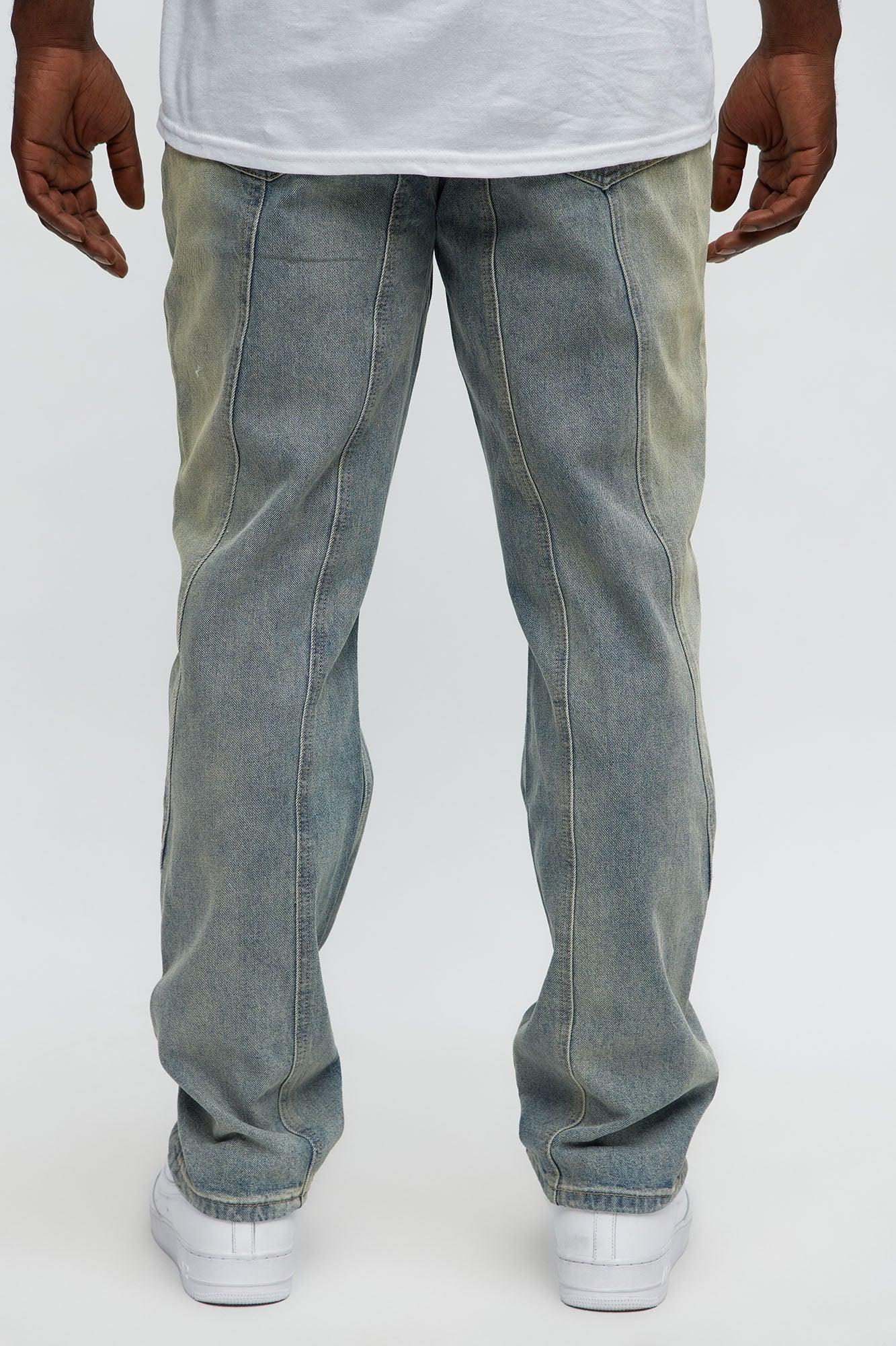 Up And Down Panel Slim Jeans - Vintage Blue Wash Product Image