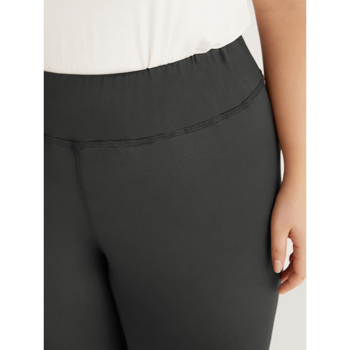 Plus Size Contrast Wideband Waist Patchwork Leggings Women Gray Casual High stretch Skinny High Rise Dailywear Leggings BloomChic 28/5X Product Image
