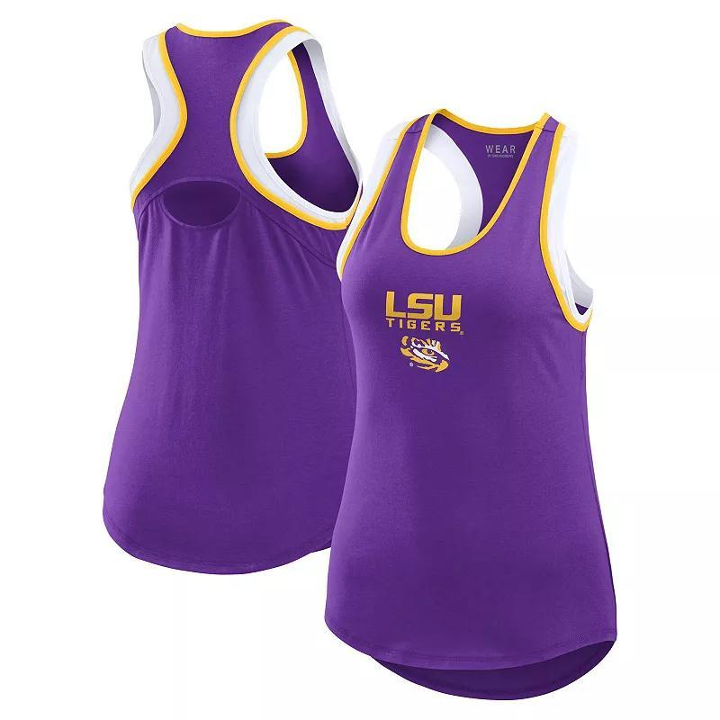 Women's WEAR by Erin Andrews Purple LSU Tigers Open Hole Razorback Tank Top, Size: Medium Product Image
