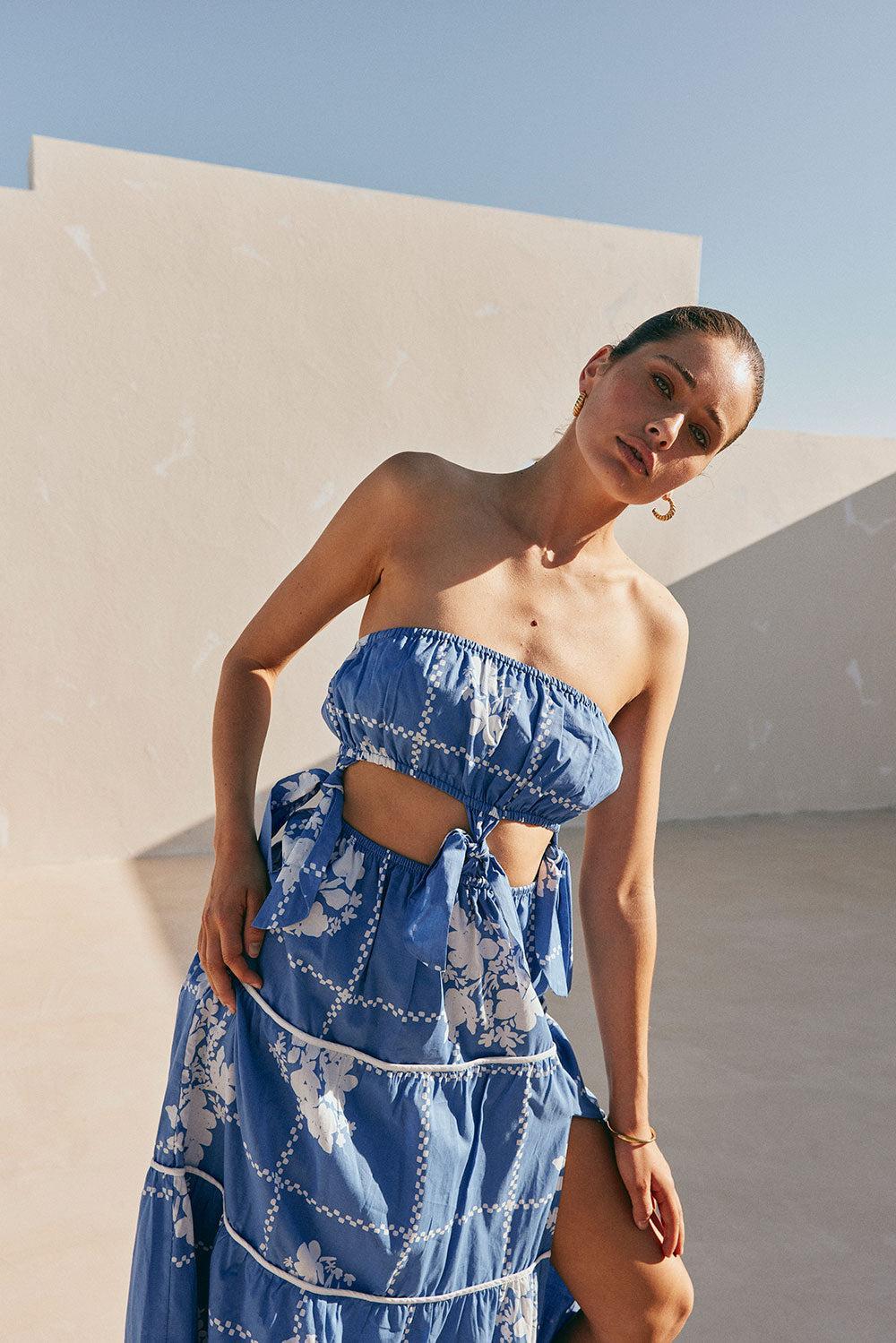 Lili Maxi Dress - Check Flowers Product Image