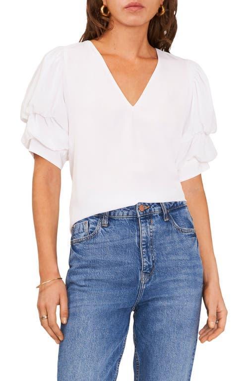 1.state Womens V-neck Tiered Bubble Short-Sleeve Top Product Image