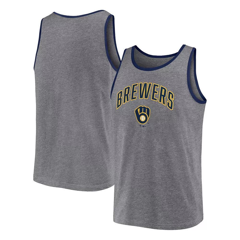Men's Fanatics Branded  Heather Gray Milwaukee Brewers Primary Tank Top, Size: Medium, Grey Product Image