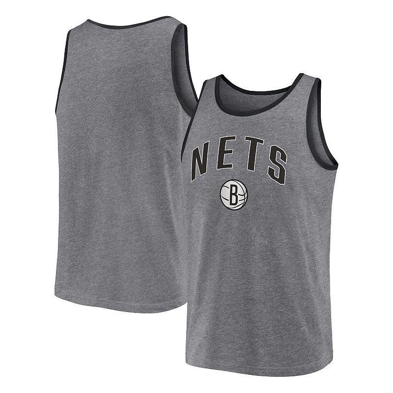 Mens Fanatics Branded Heather Gray Brooklyn Nets Primary Logo Tank Top Product Image
