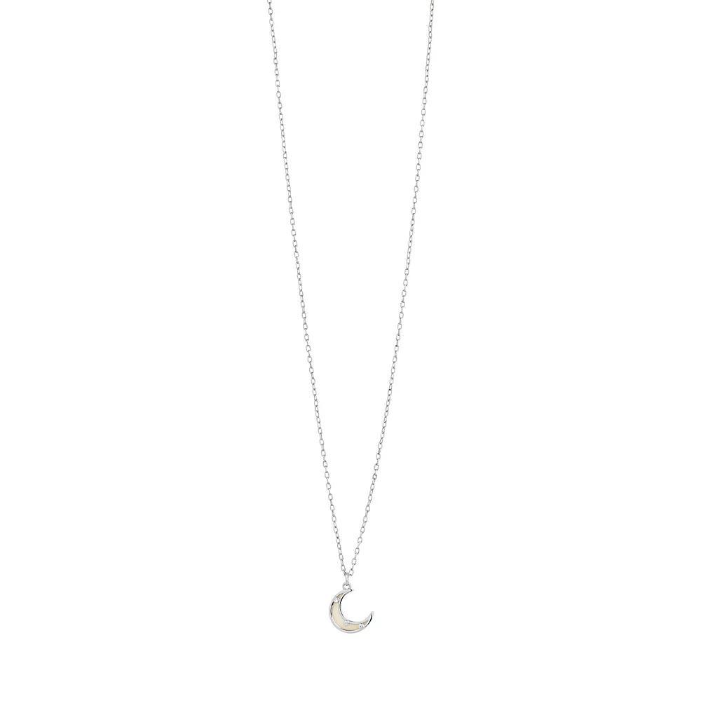 MC Collective Half Moon Dyed White Freshwater Cultured Pearl Pendant Necklace, Women's, Silver Tone Product Image