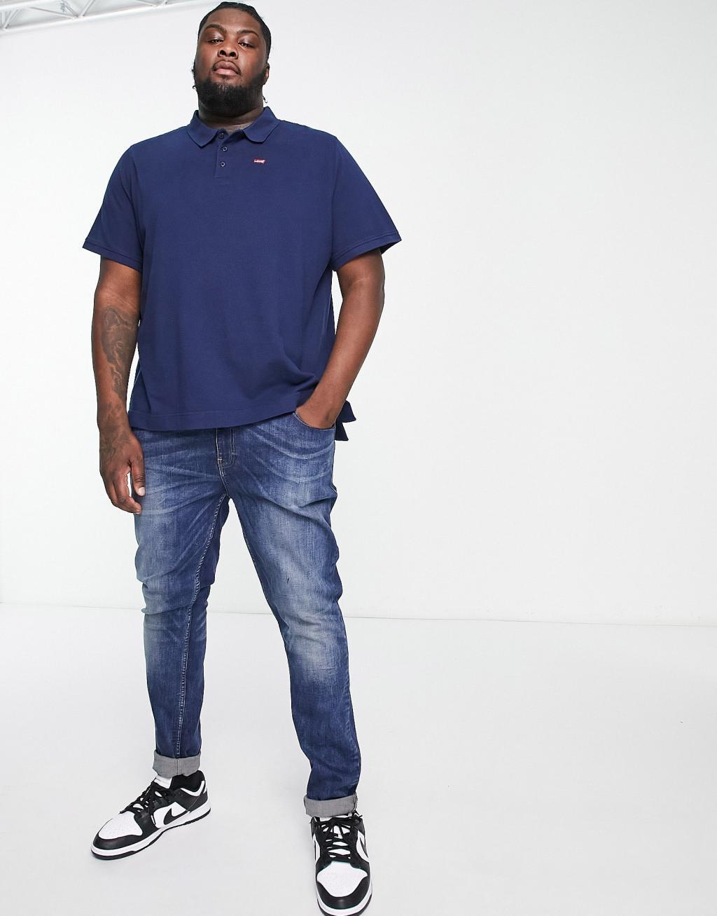 Levi's Big & Tall polo shirt in navy with small batwing logo Product Image