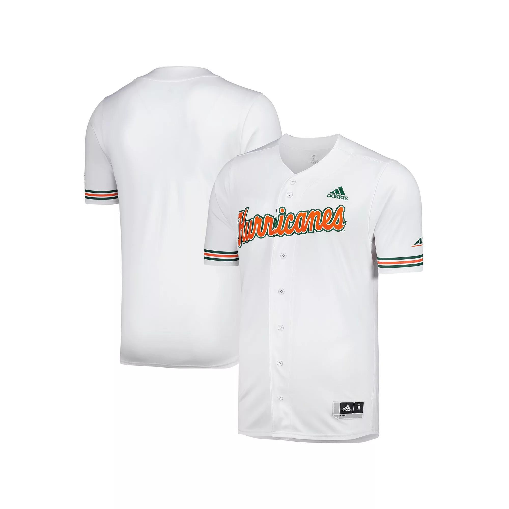 Men's adidas White Miami Hurricanes Replica Baseball Jersey, Size: XL Product Image