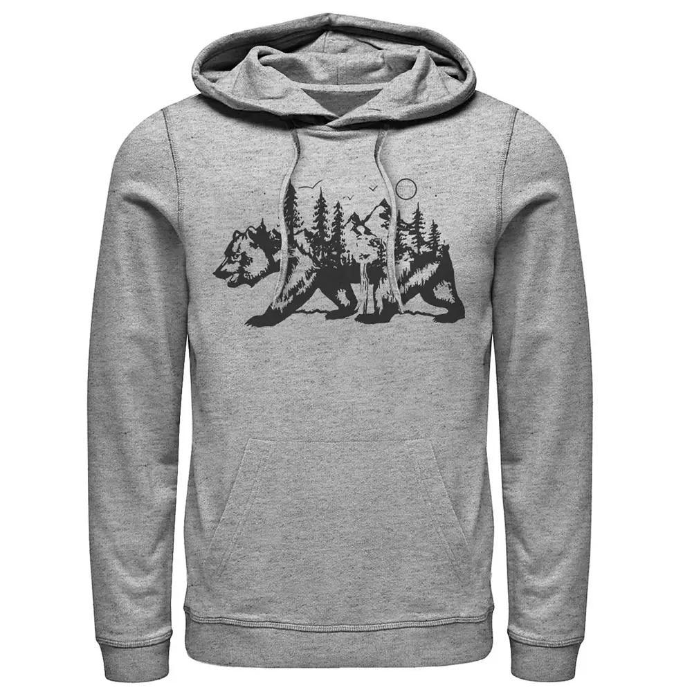 Men's Fifth Sun Camping Bear Silhouette Hoodie, Size: 3XL, Athletic Grey Product Image