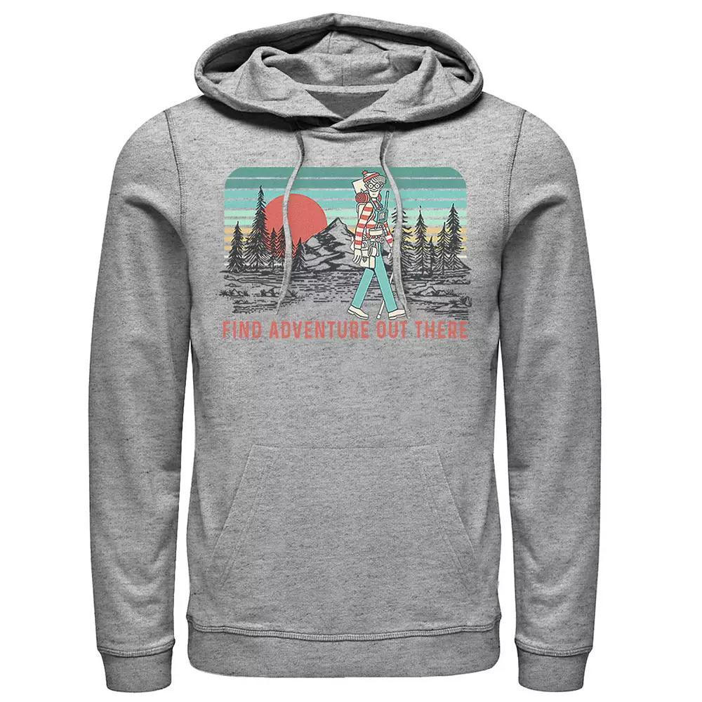 Men's Where's Waldo Find Adventure Out There Hoodie, Size: Medium, Athletic Grey Product Image