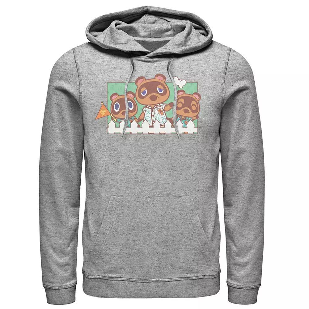 Men's Animal Crossing New Horizons Nook Family Portrait Hoodie, Size: Large, Athletic Grey Product Image