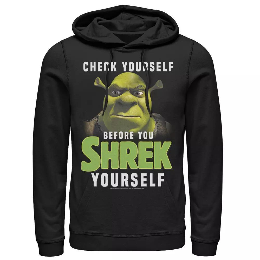 Men's Shrek Check Yourself Before You Shrek Yourself Hoodie, Size: Medium, Black Product Image