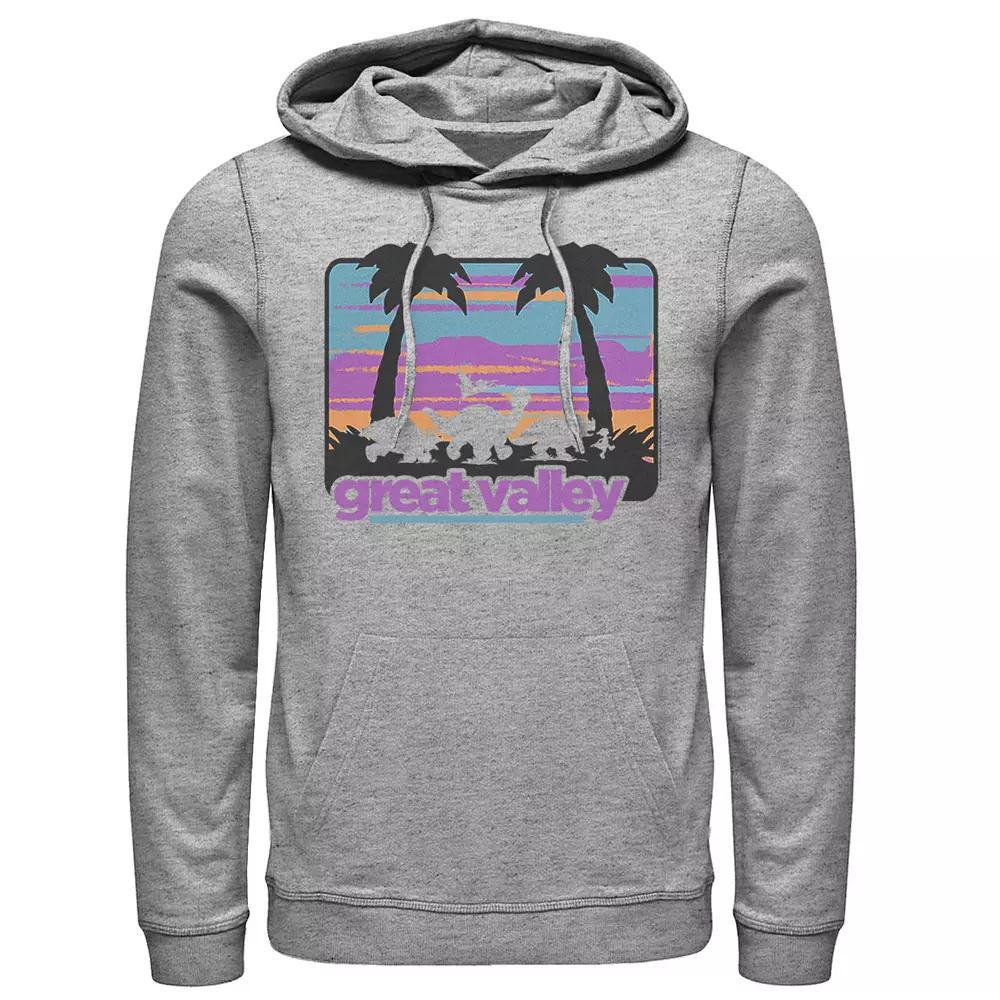 Men's Land Before Time Great Valley Pastel Portrait Character Silhouette Hoodie, Size: Small, Athletic Grey Product Image