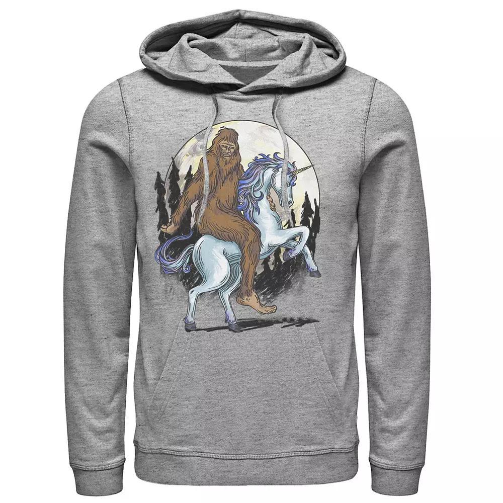 Men's Big Foot Unicorn Ride Sketch Hoodie, Size: Small, Athletic Grey Product Image