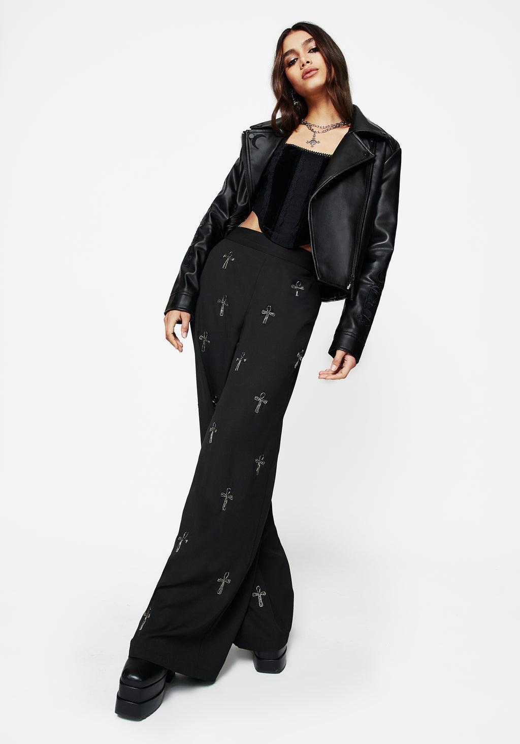 Ankh Beaded Chiffon Wide Leg Trousers Product Image