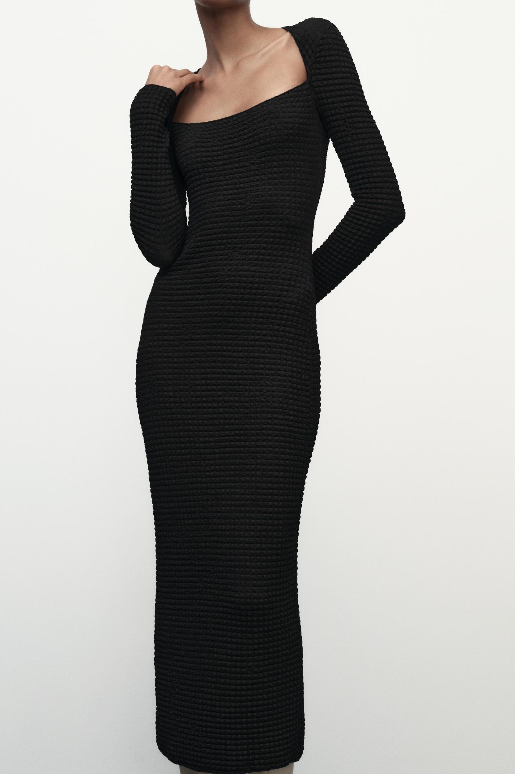 TEXTURED MIDI DRESS Product Image