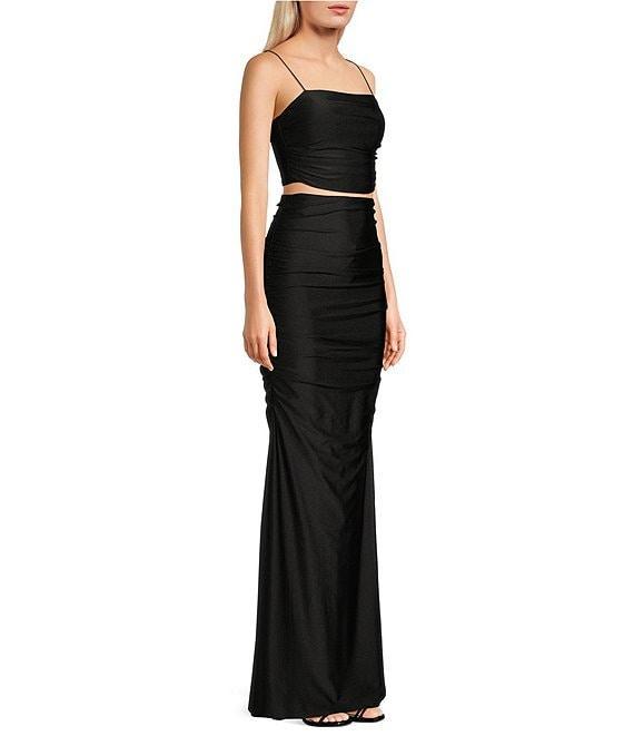 Midnight Doll Jersey Satin Knit Spaghetti Strap Dress Product Image