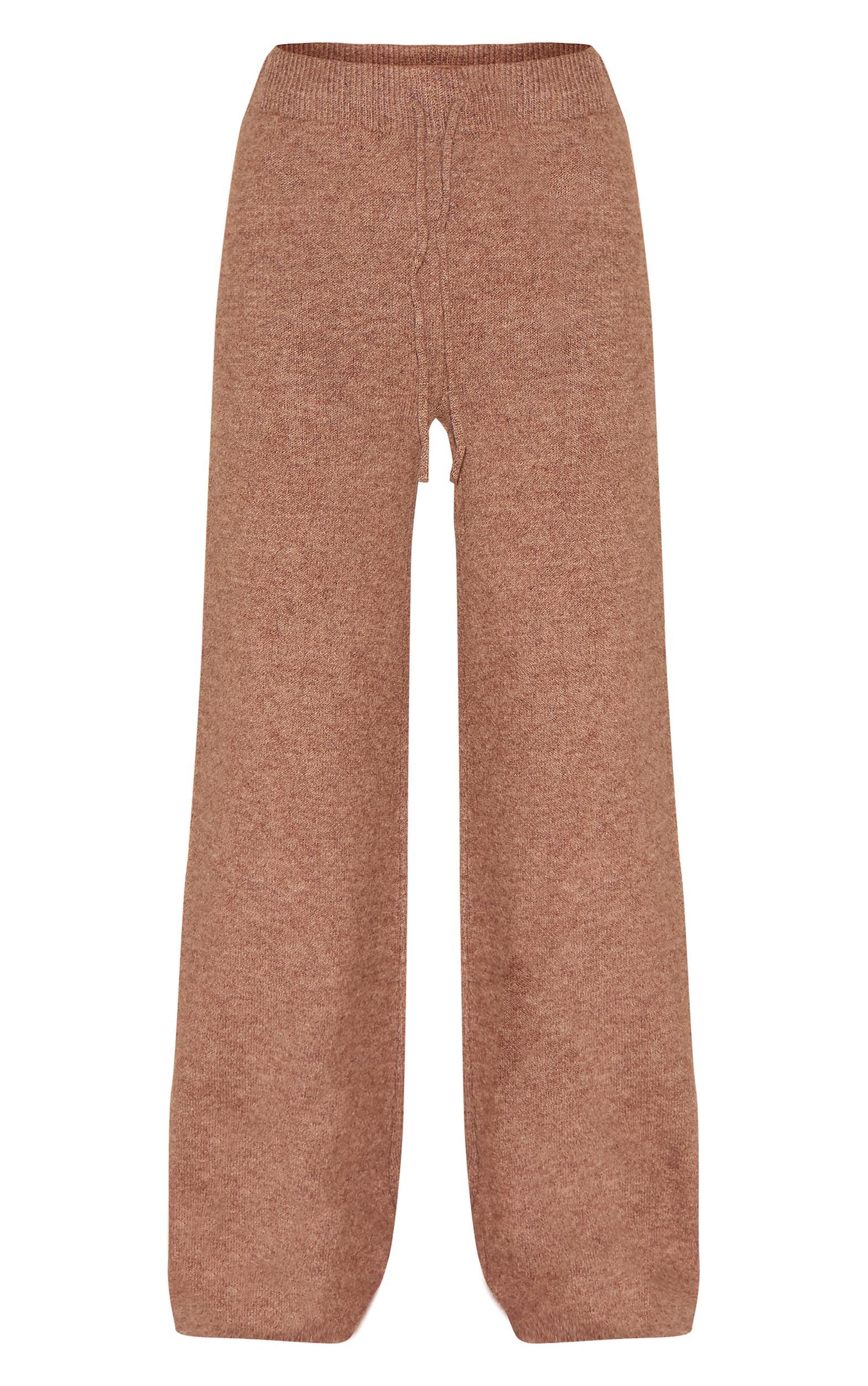 Mocha Marl Soft Knit Wide Leg Pants Product Image