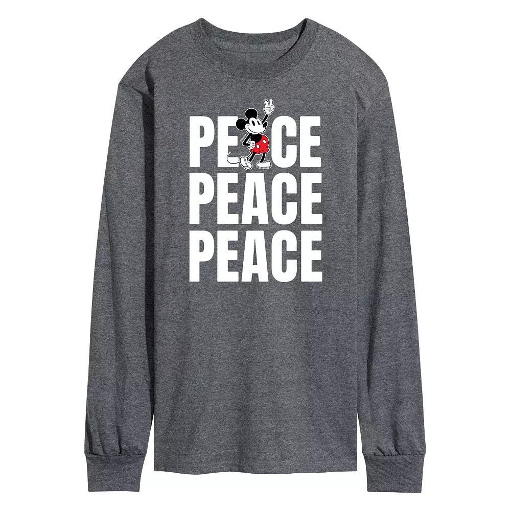 Disneys Mickey Mouse Mens Peace Long Sleeve Graphic Tee Product Image
