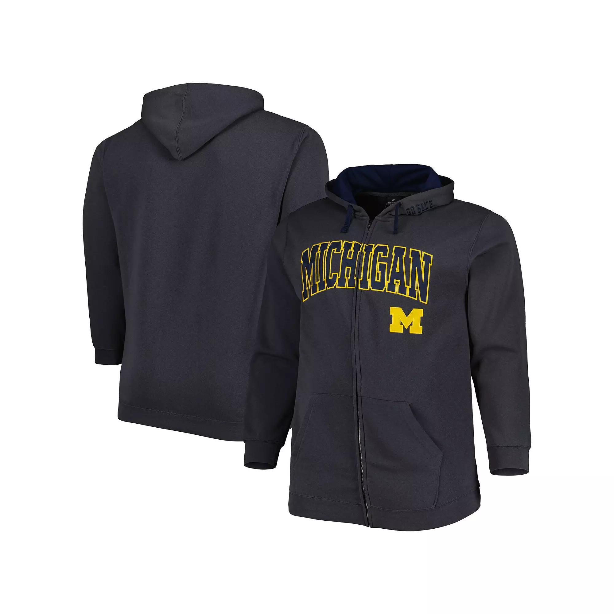 Mens Colosseum Charcoal Michigan Wolverines Big & Tall Team Full-Zip Hoodie Product Image